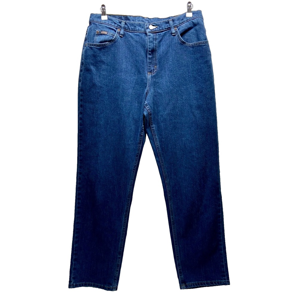 Riders by Lee Jeans Women's 14 M Dark Blue Straight Leg Mid Rise 5 Pocket Denim